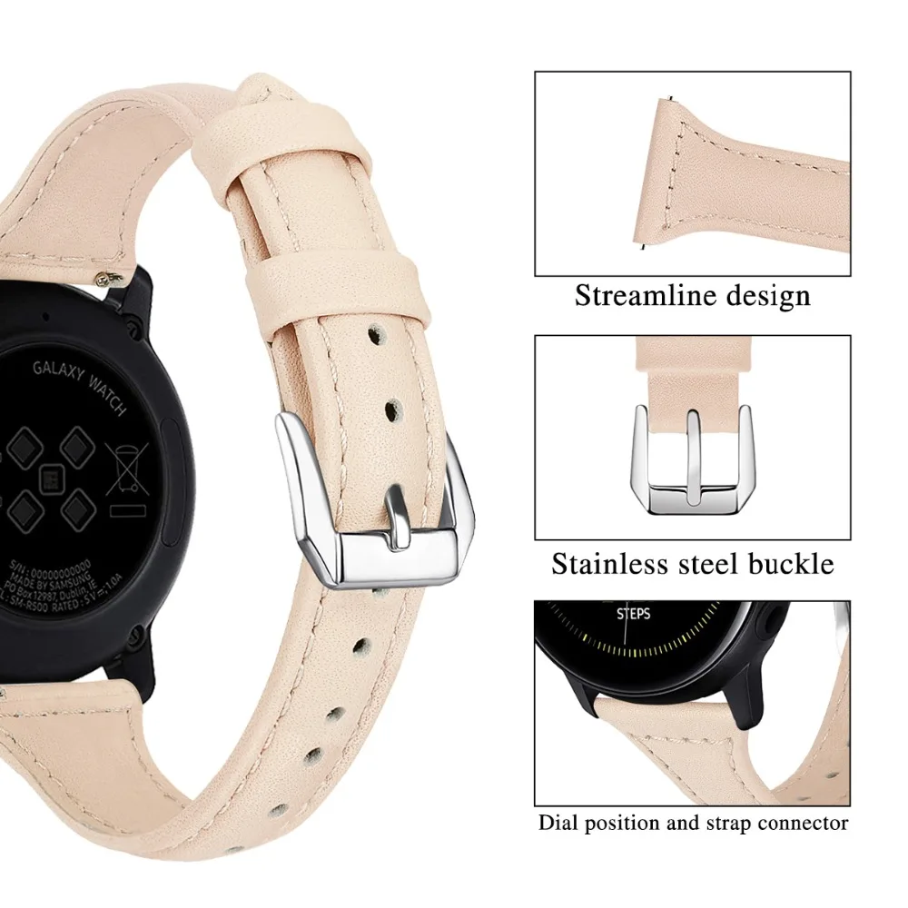 Женские Элегантные часы из натуральной кожи для samsung Galaxy Watch Active 42 мм Watch gear S2 классический ремень 20 мм ремешок для huawei