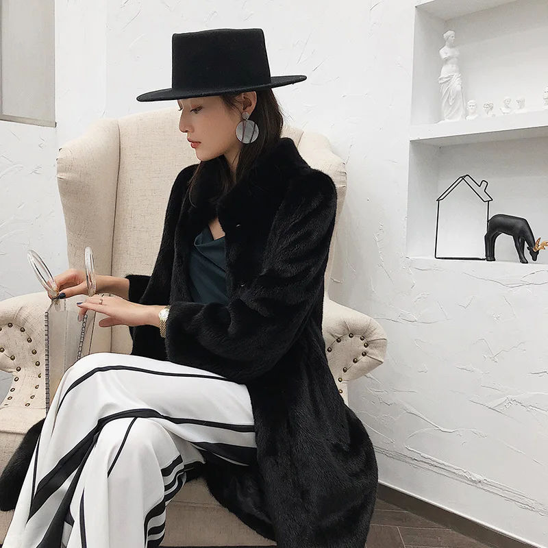 Wheat kashi ni import new level the sable velvet long mink fur collar fashion female coat Женская одежда