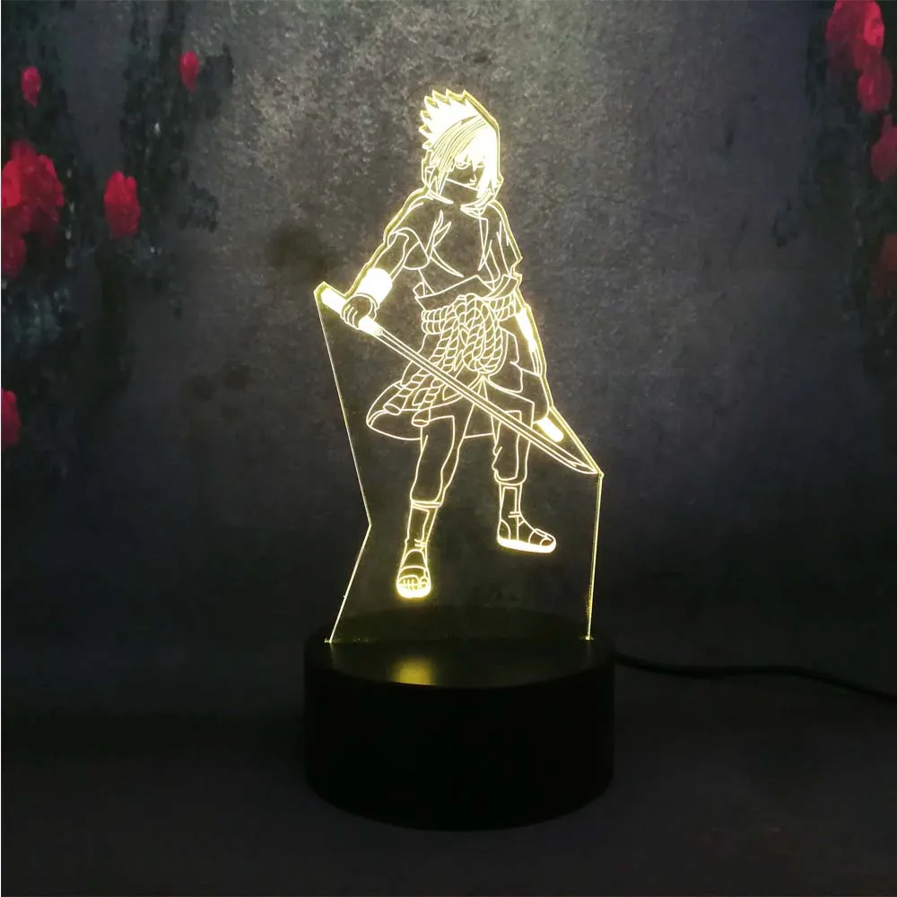 Новая 3D Светодиодная лампа супер крутая Наруто сасуке 7 цветов меняющаяся