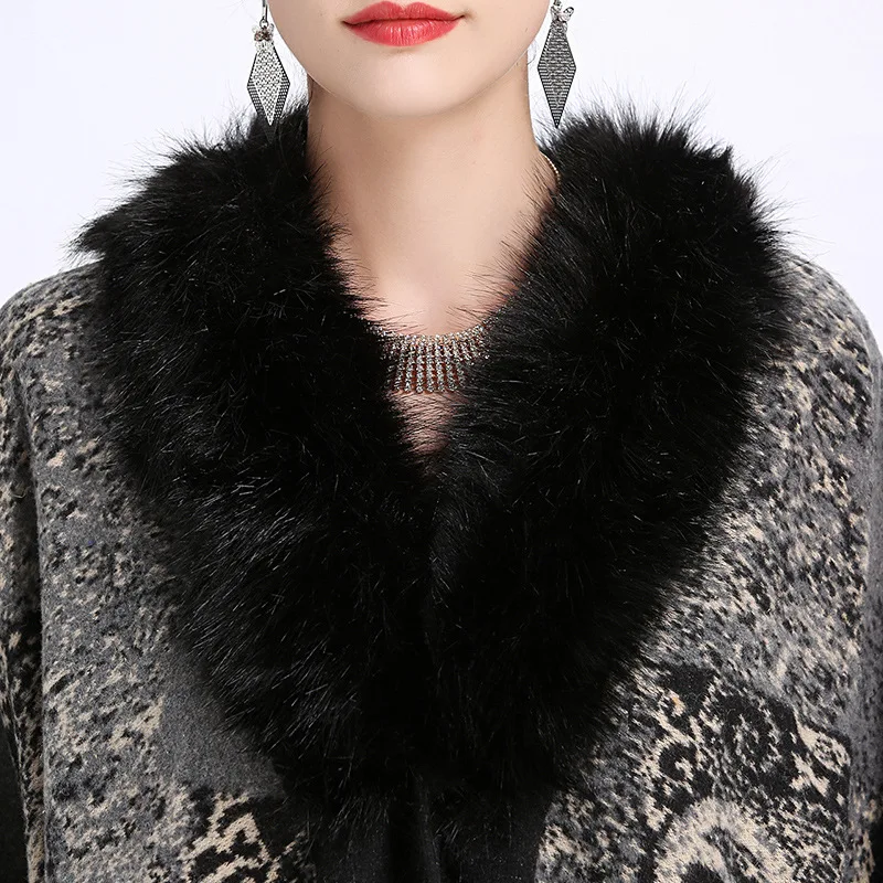 RUNMEIFA 2018 новые модные женские осенние и зимние Пейсли лисий мех воротника шерсть