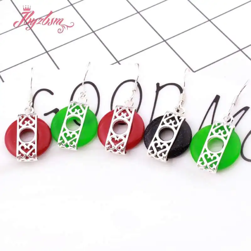 Круглые серьги подвески из агата и нефрита 16 мм|Серьги-подвески| |