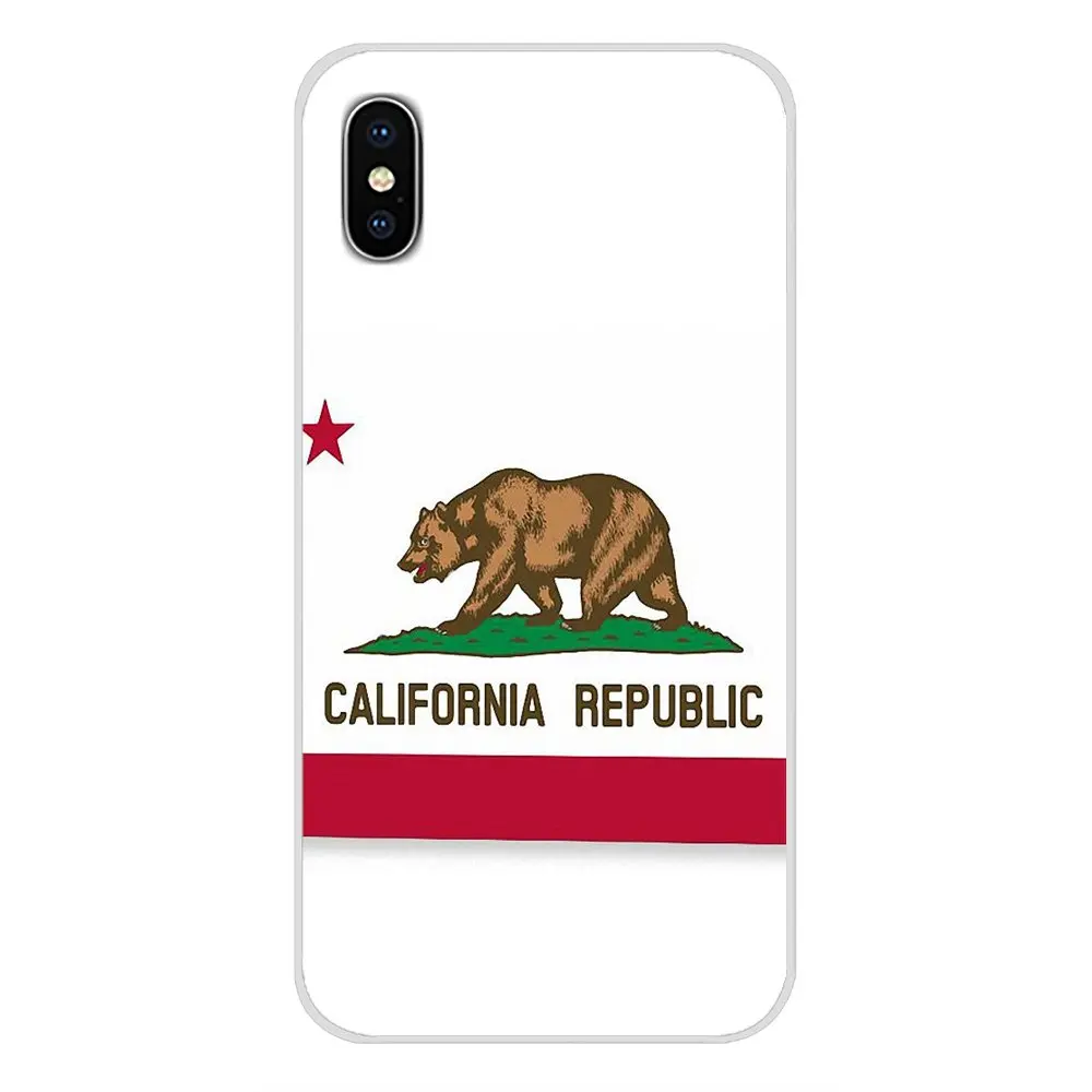 Чехол для мобильного телефона медведь California флаг Apple iPhone X XR XS MAX 4 4S 5 5S 5C SE 6 6S 7 8 Plus
