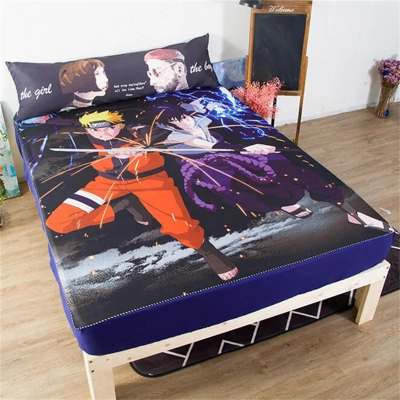 Anime ONE PIECE Sexy Cartoon Fitted Sheets with Elastic Band 120*200 150x200 180*200cm Mattress Cover Teen Adult Dorm Home Decor