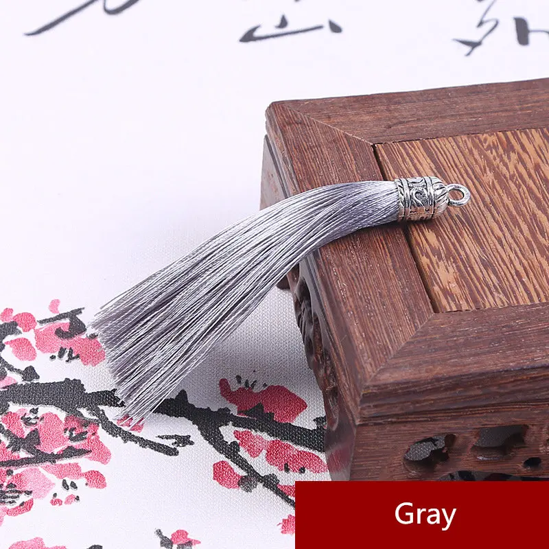 Gray 10 шт. большой металлический колпачок кисточка ювелирные изделия занавески одежды декоративные аксессуары DIY Ключ сотовый телефон сумка бахрома отделка кисточки кулон - Цвет: Gray