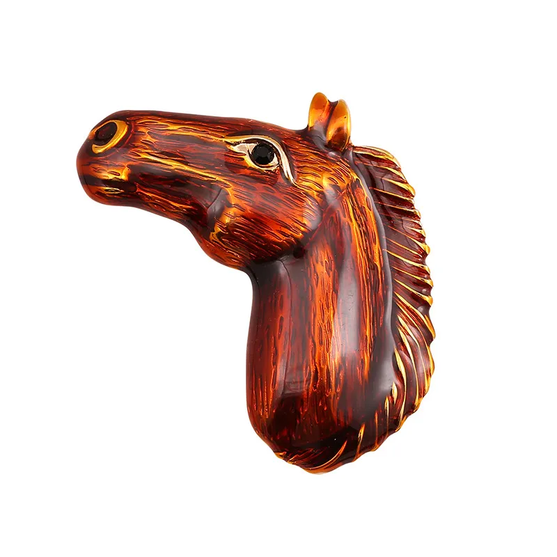 Horse head ENZE2019 Новая цветная эмаль брошь из сплава цинка Копилка голова лошади леопард животное приспособление для бейджа - Окраска металла: Horse head