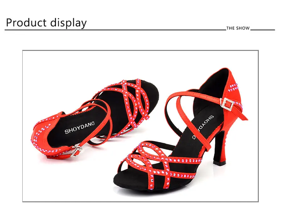 SHOYDANC танцевальная обувь; zapatillas mujer; красные туфли для латинских танцев со стразами и гранатом; женские летние танцевальные сандалии для сальсы