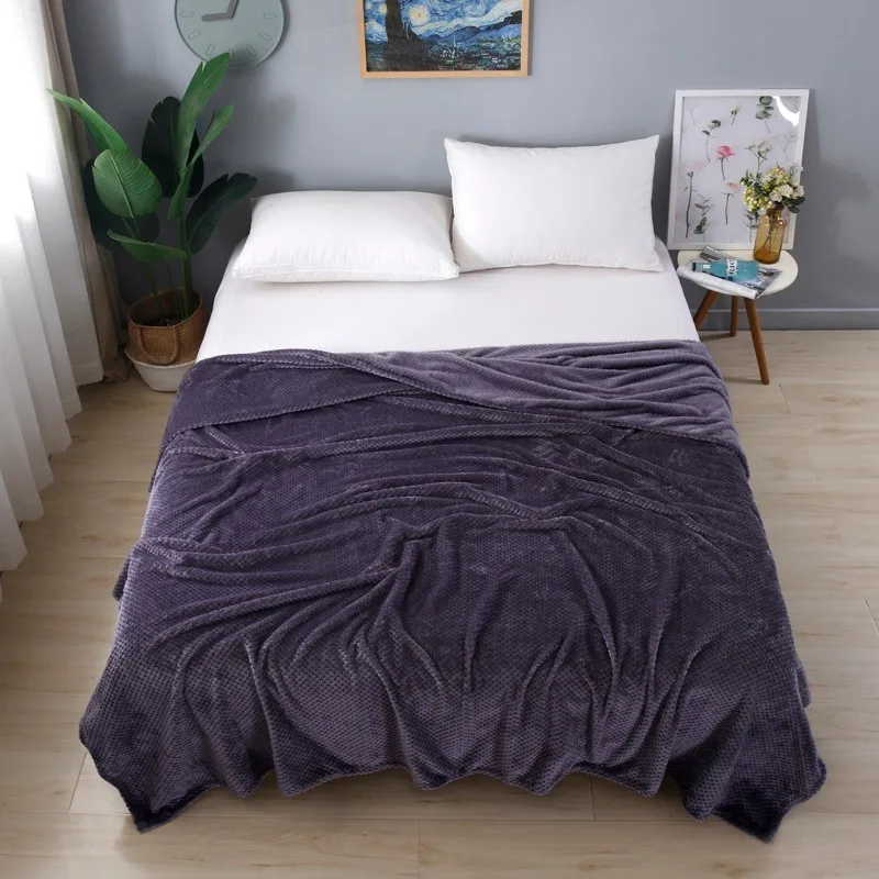 2019 модное однотонное Сетчатое мягкое Флисовое одеяло для взрослых коралловые