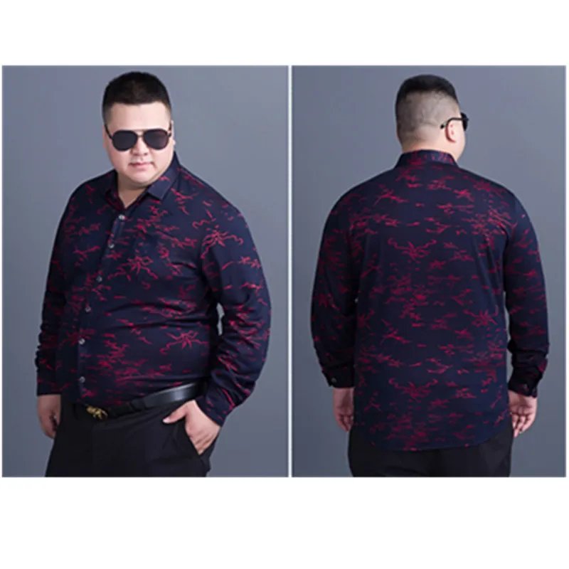 2017 Новинка 8XL 7XL 6XL мужские s рубашки с длинными рукавами принтом Мужские в цветах