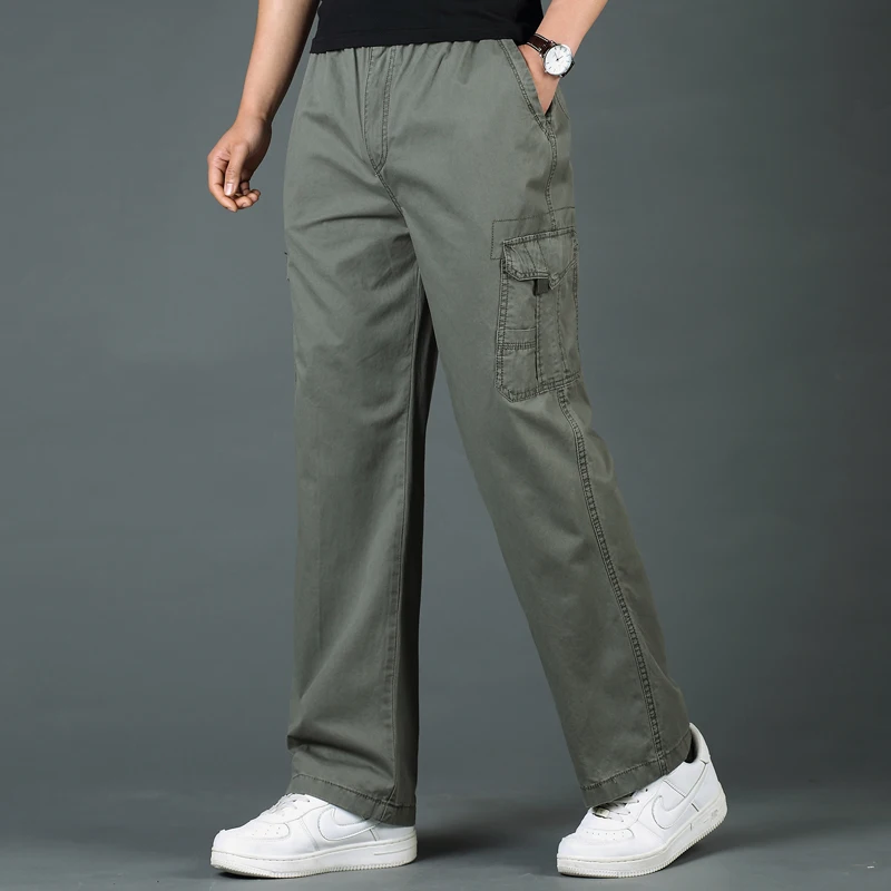 

Plus size men cargo pants 6XL 5xl 4xl XXXL Men Solid Baggy Loose Elastic waist Cotton Sweatpants Casual Pants Trousers Large