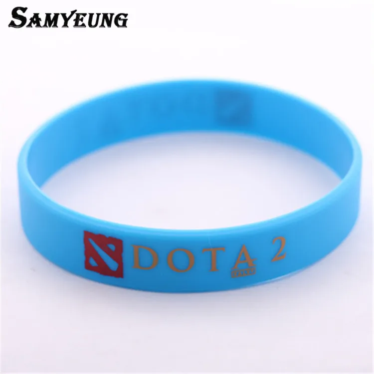 blue Игра DOTA 2 резиновые браслеты для лучшего друга Dota2 браслет для мужчин Braclet женский Braclet мужской черный зеленый синий цвет - Окраска металла: blue
