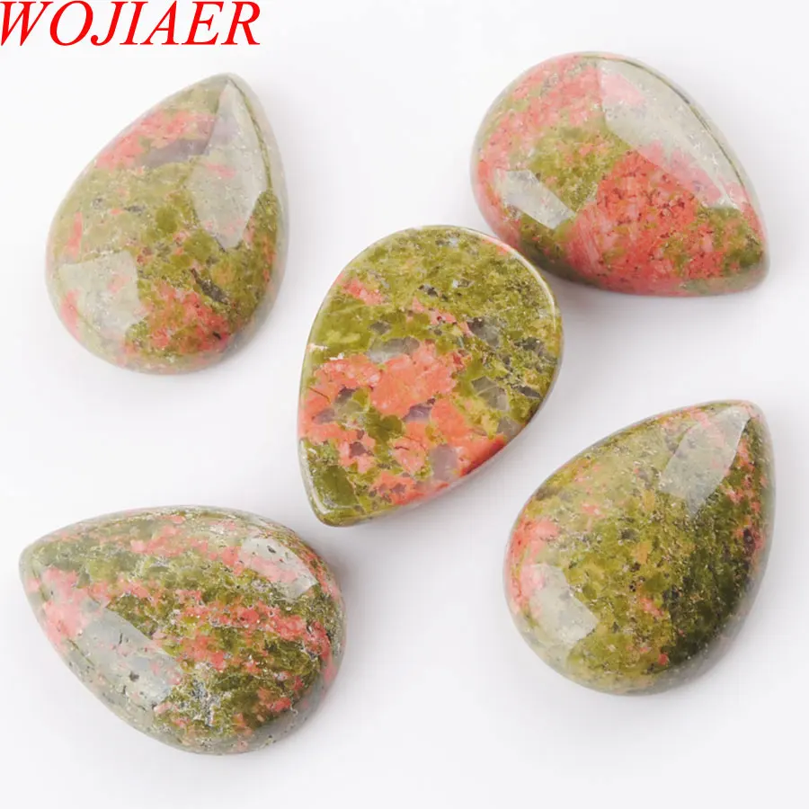 Unakite Jasper U3222 WOJIAER натуральный драгоценный Камень Каплевидный кабошон кабина без отверстия 18x25x7 мм ювелирных изделий 5 шт. PBU324 - Цвет: Unakite Jasper U3222