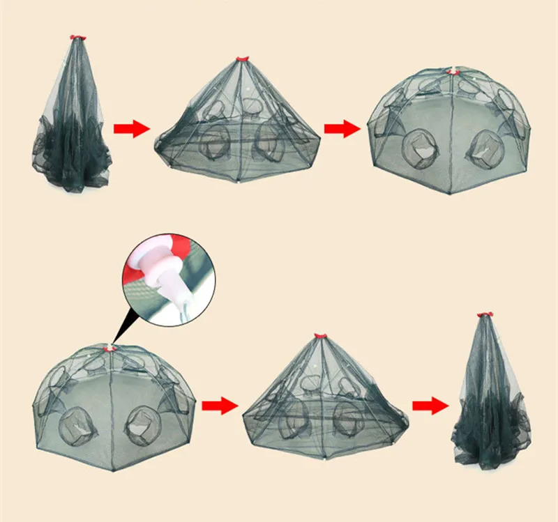 Шестигранная Автоматическая ловушка для креветок с 6 отверстиями рыболовная