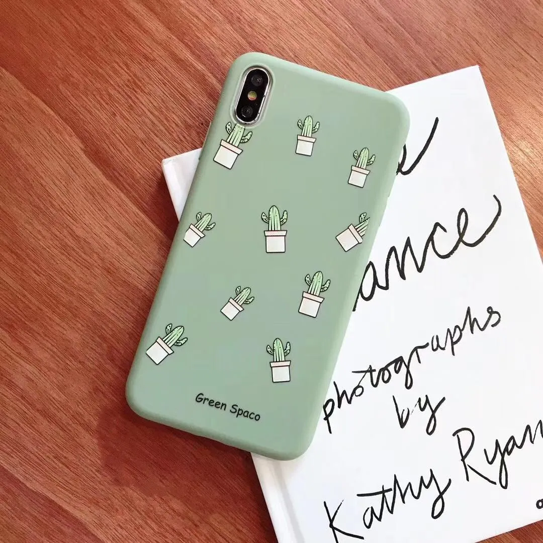 Летний свежий матовый чехол для телефона в форме кактуса iphone xs max xr