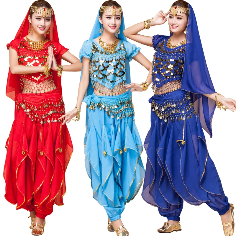 Женский костюм для танца живота штаны и топ из 4 предметов|indian belly dance costume|belly