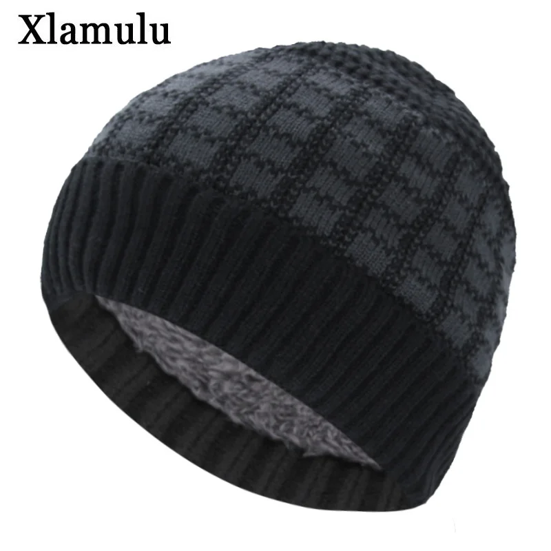 Xlamulu брендовые Модные мужские шапки бини, вязаные шапки, зимние шапки для женщин, теплые мужские шапки, плотная вязаная шапочка