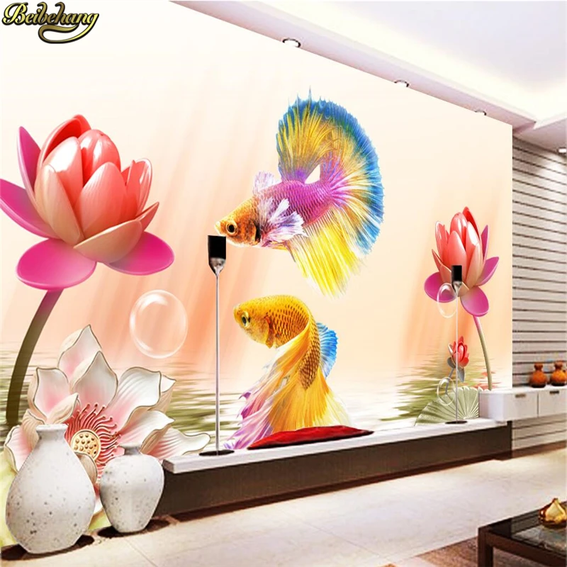 

beibehang papel de parede 3d Embossed Goldfish Wallpaper for Walls 3 d Background wall papers home decor photo Mural Living Room