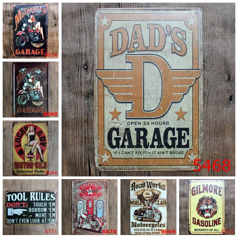 Автошина с мотором магазин автомобильных шин бар античный Железный постер