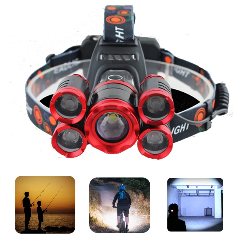 Головной фонарь для рыбалки светодиодный налобный 10000 люменов Налобные фонари