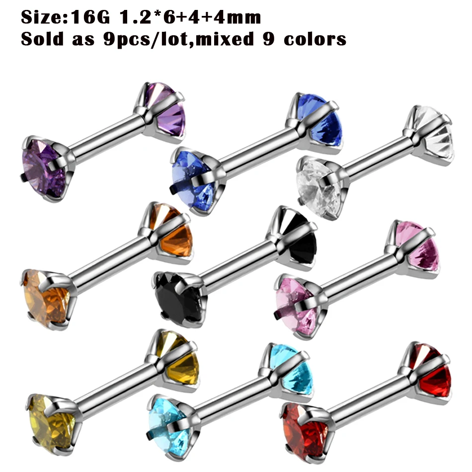 9pcs/lot Steel Nose Rings Ear Helix Piercings Eyebrow Ring Piercing Ombligo Labret Tragus Lobe Conch Earring | Украшения и