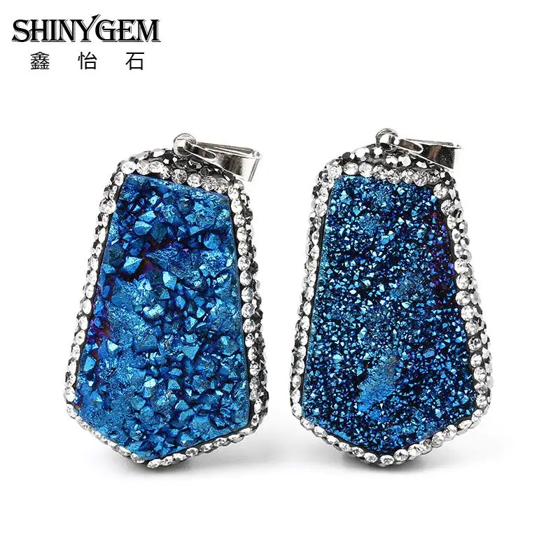 Необычные Красочные Кристальные камни кулон проложить Стразы натуральный друзы