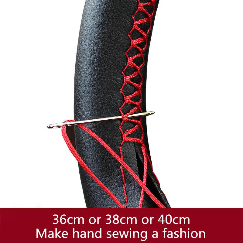 

DIY Soft Steering Wheel Covers Fiber Leather braid on the steering-wheel of Car With Needle and Thread Interior accessories