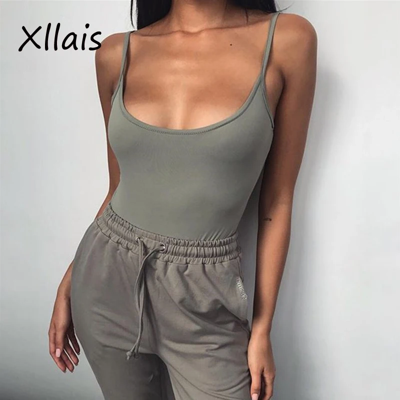 XLLAIS дропшиппинг Snug ткань хлопок боди для женщин без бретелек сильно Облегающее, зауженное, в обтяжку Комбинезоны женские повседневные серые красивые комбинезоны