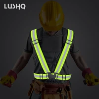 360 high visibility reflective jacket for night running motorcycle security vest moto traffic light unisex elastic safety vest