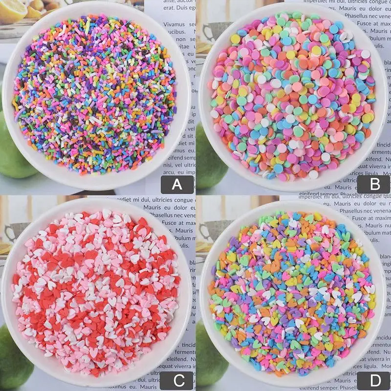 

100g Fake Sprinkles for Slime Filler Addition Accessories Clay DIY Fluffy Slime Supplies Beads Cake Dessert Mud Toys Kit
