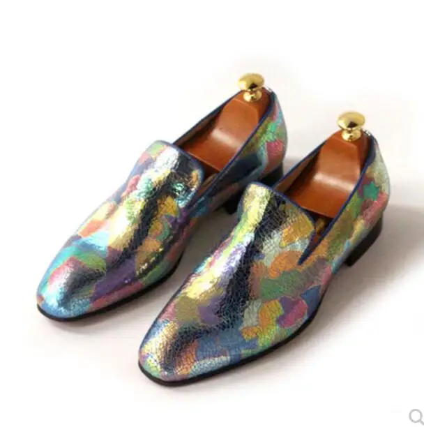 

Mens Mules Shoes Multi Color Fashion Dress Wedding Flats Shoes 2018 Italian Hip Hop Performance Male Casual Loafers Flats Shoes