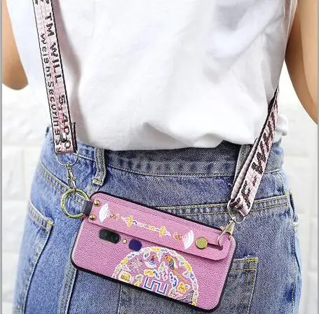 phone bag case Ремешок на запястье, силиконовый чехол для xiaomi redmi note 7 5 pro mi 9 8 se lite, чехол, модный длинный держатель, мягкий чехол для телефона - Цвет: phone bag case
