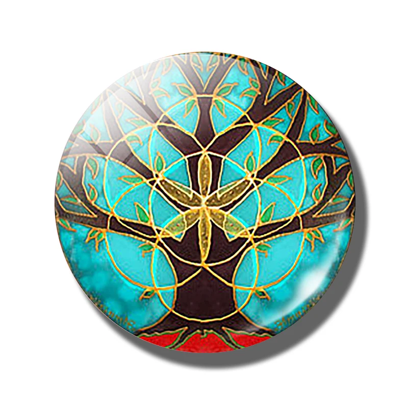 Стекло мандалы для йоги 12 шт./лот изображение дерева жизни 25 мм кабошон