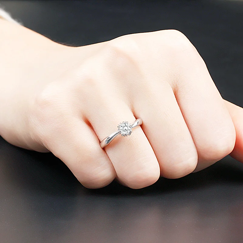 ZHJIASHUN Forever Brilliant Solitaire 1ct кольцо с алмазом Moissanite кольца Soild 10K белое золото свадебные