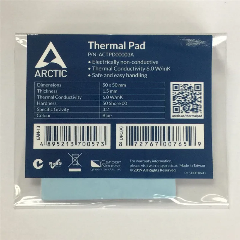 ARCTIC AC термальная прокладка 1,5 мм 6,0 Вт/МК высокая эффективная теплопроводность оригинальная аутентичная Arctic термальная прокладка