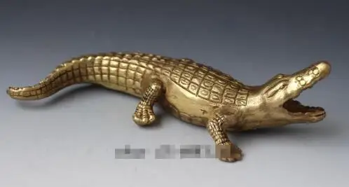 YM 305 china fengshui copper Brass Ferocity Crocodile Alligator fish Animal art statue | Дом и сад