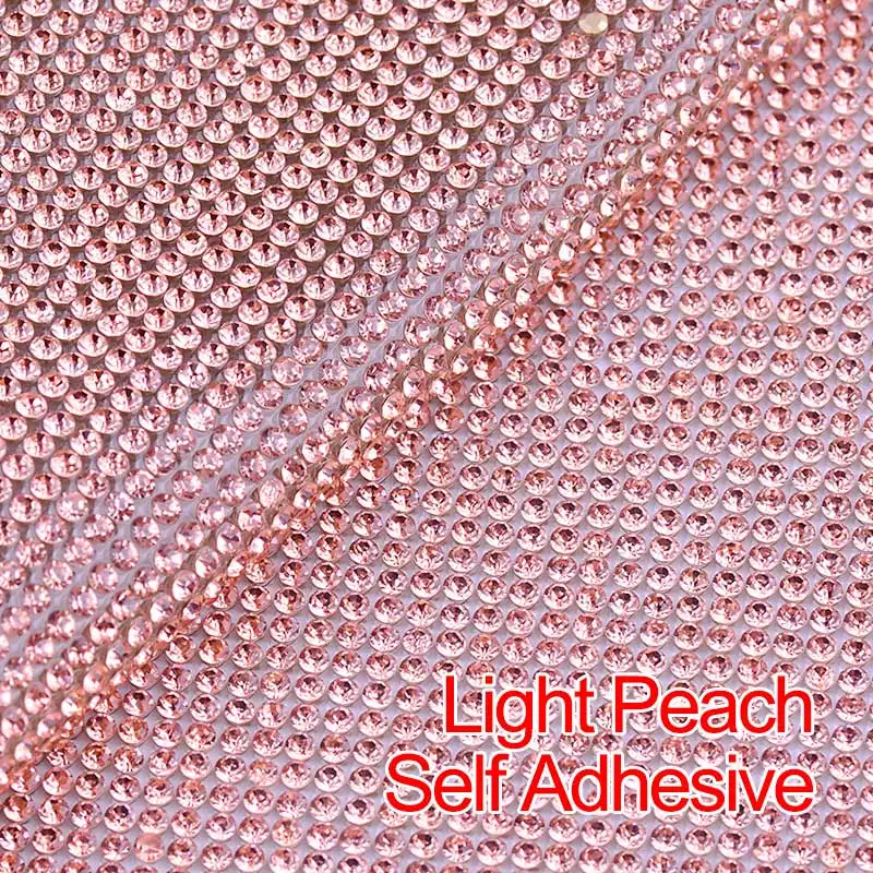 Light Peach JUNAO 24*40 см самоклеющаяся стеклянная отделка горного хрусталя ткань лист кристалл наклейки алмазная сетка аппликация из страз для ювелирных изделий - Цвет: Light Peach