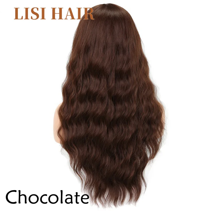 LISI HAIR 2" длинные смешанные коричневые женские парики с челкой водная волна Жаростойкие синтетические парики для женщин афро-американские