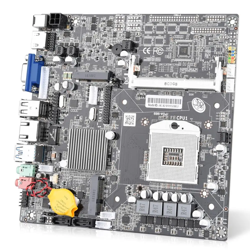Мини ITX PGA988 HM65 Материнская плата поддерживает мобильный процессор DDR3 Core i3 i5 i7 cpu с VGA USB2.0 Mini PCIe для мини-ПК, POS, AIO