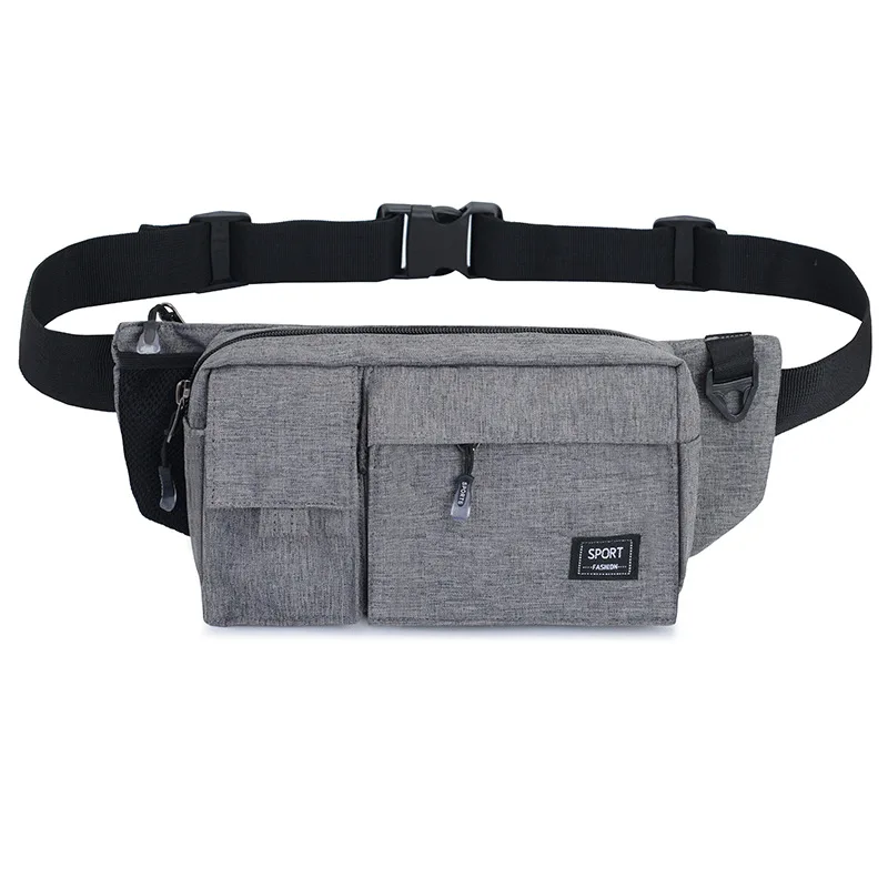 Light gray Waist Bag ZDARLBPO Сумки на пояс, мужские карманы, многофункциональная поясная сумка, Большая вместительная Женская поясная сумка, повседневный кошелек, кошелек, сумка на пояс для телефона - Цвет: Light gray Waist Bag
