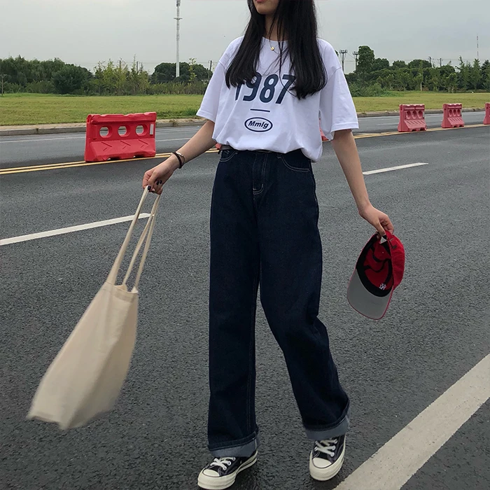 S-L осенние джинсы с высокой талией женские повседневные Прямые для мам (X912) |