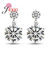 simple small exquisite glittering elegant snowflake 925 sterling silver drop earring for women banquet accessories
