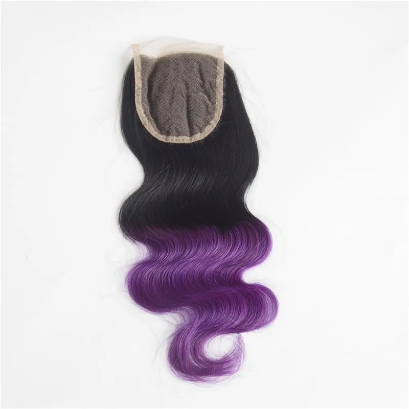 Amapro Hand Made Lace Closure Peruvian Body Wave Ombre Closures 4*4cm Free Part |
