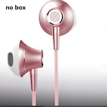 rose gold no box Плоские 3,5 мм наушники-вкладыши с микрофоном стерео HIFI супер бас проводные наушники гарнитура для телефона для iphone fone de ouvido - Цвет: rose gold no box