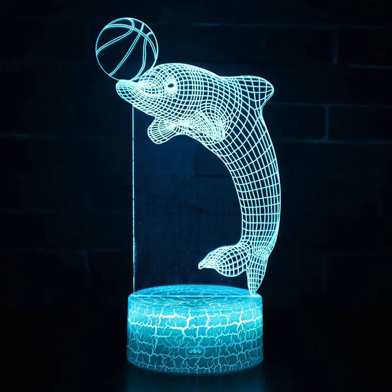 

Play ball dolphin theme 3D Lamp LED night light 7 Color Change Touch Mood Lamp Christmas present Dropshippping