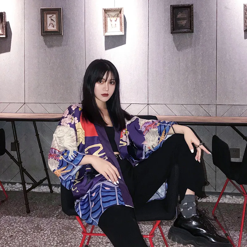 Женская Повседневная Блузка Kimonos в японском стиле Харадзюку | одежда