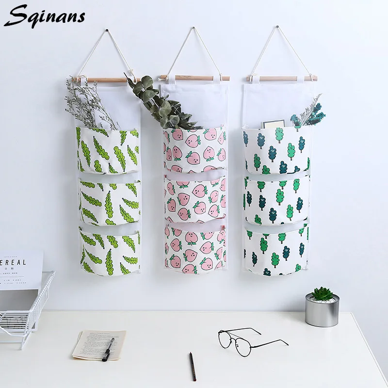 Sqinans Toy Storage Bag Wall Pockets Door Hanging Organizer 3 Mounted Wardrobe | Дом и сад