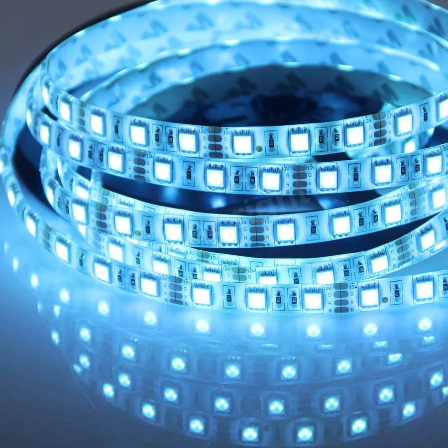New Arrival 10 Rolls 50 Meter SMD 5050 Led Strip Flexible Light 60leds/m IP65 Waterproof DC12V Dream Color Ice Blue 5m/lot | Лампы и