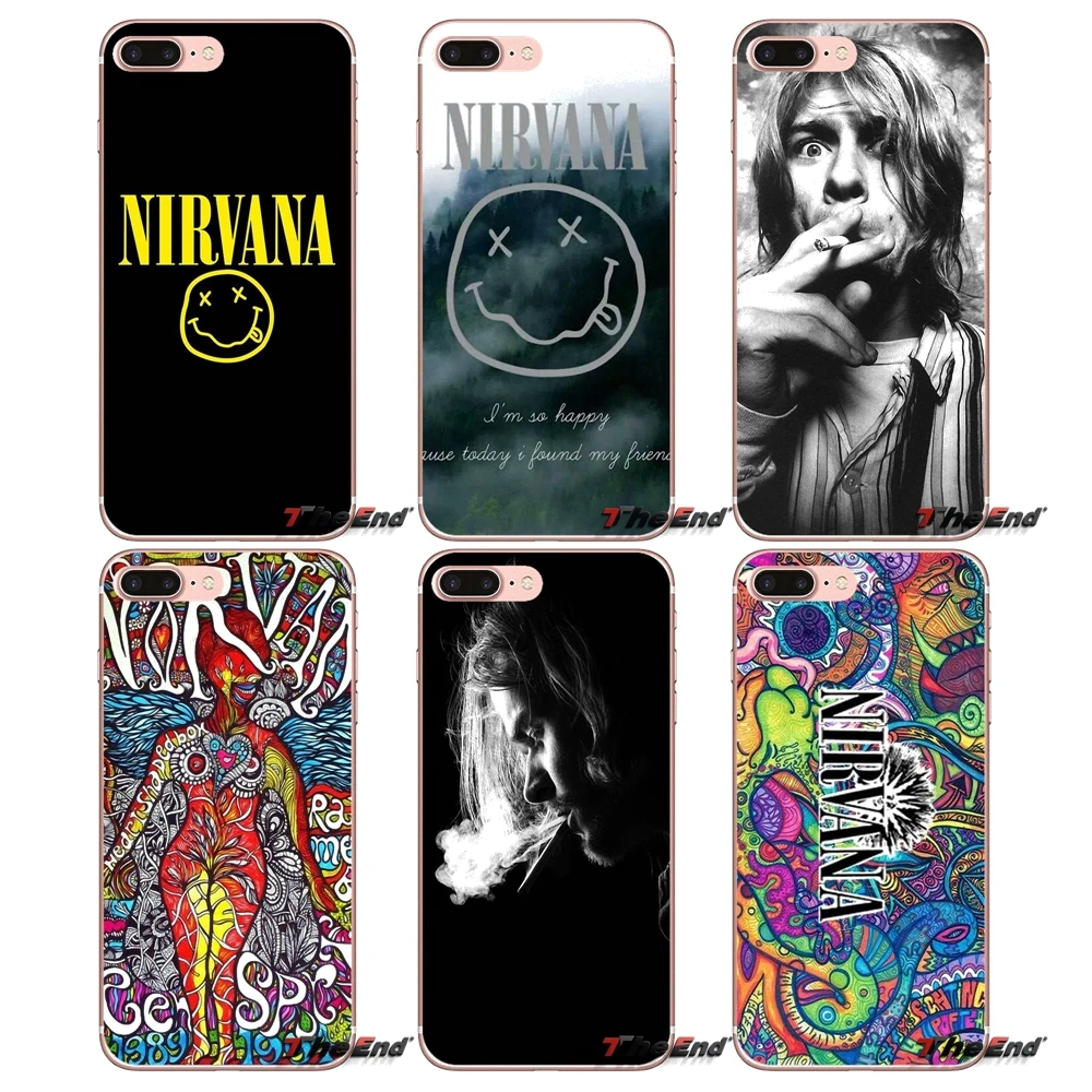 Чехлы для iPhone X 4 4S 5 5S 5C SE 6 6S 7 8 Plus Samsung Galaxy J1 J3 J5 J7 A3 A5 2016 2017 Nirvana Smiley Face Logo Rock