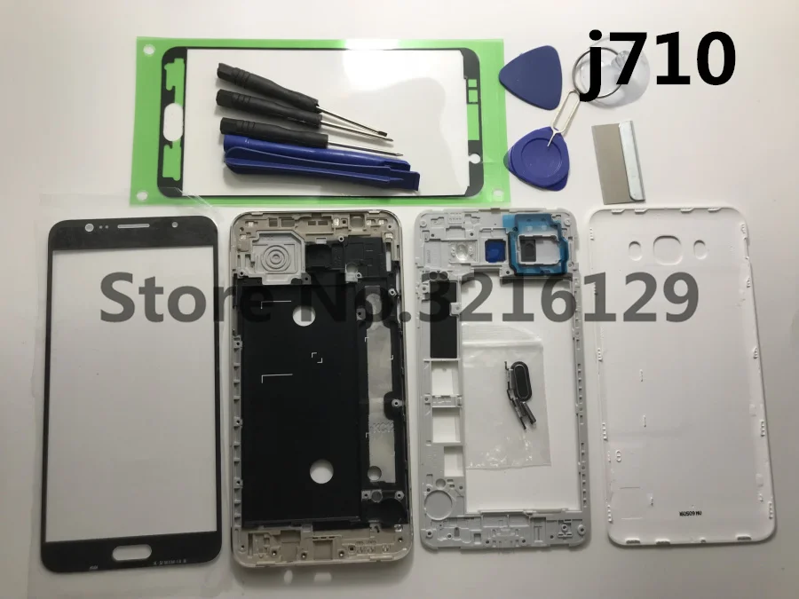 Сменные детали полный корпус + передний экран стеклянный объектив для Samsung Galaxy J7