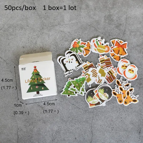 50pcs 50 шт Рождественская печать Lifelog стикер Санта Клаус Рождественская бумажная этикетка Подарочный стикер Подарочный пакет конфеты коробка печенье Декор выпечки стикер s - Цвет: 50pcs