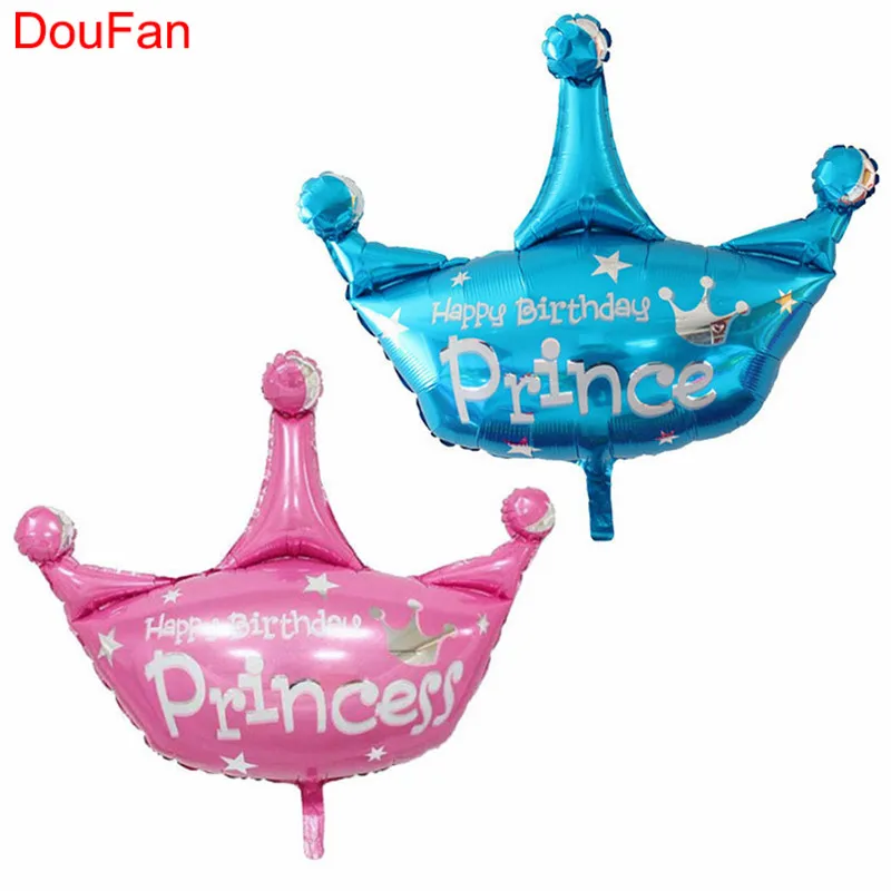 2 шт с днем рождения Принцесса Корона воздушный шар голубой принц розовый